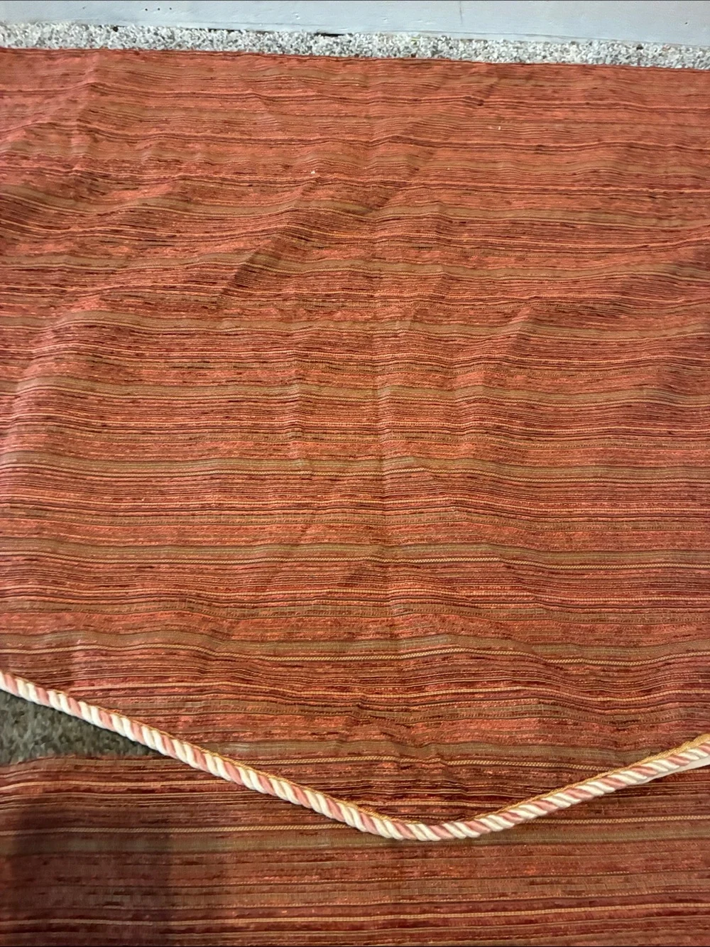 3 Rust-Orange Window Valances with Braided Trim - Unbranded
